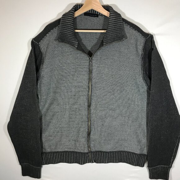 Calvin Klein Jeans Men's XL Gray Full Zip Long Sleeve Cardigan Sweater - Picture 1 of 9